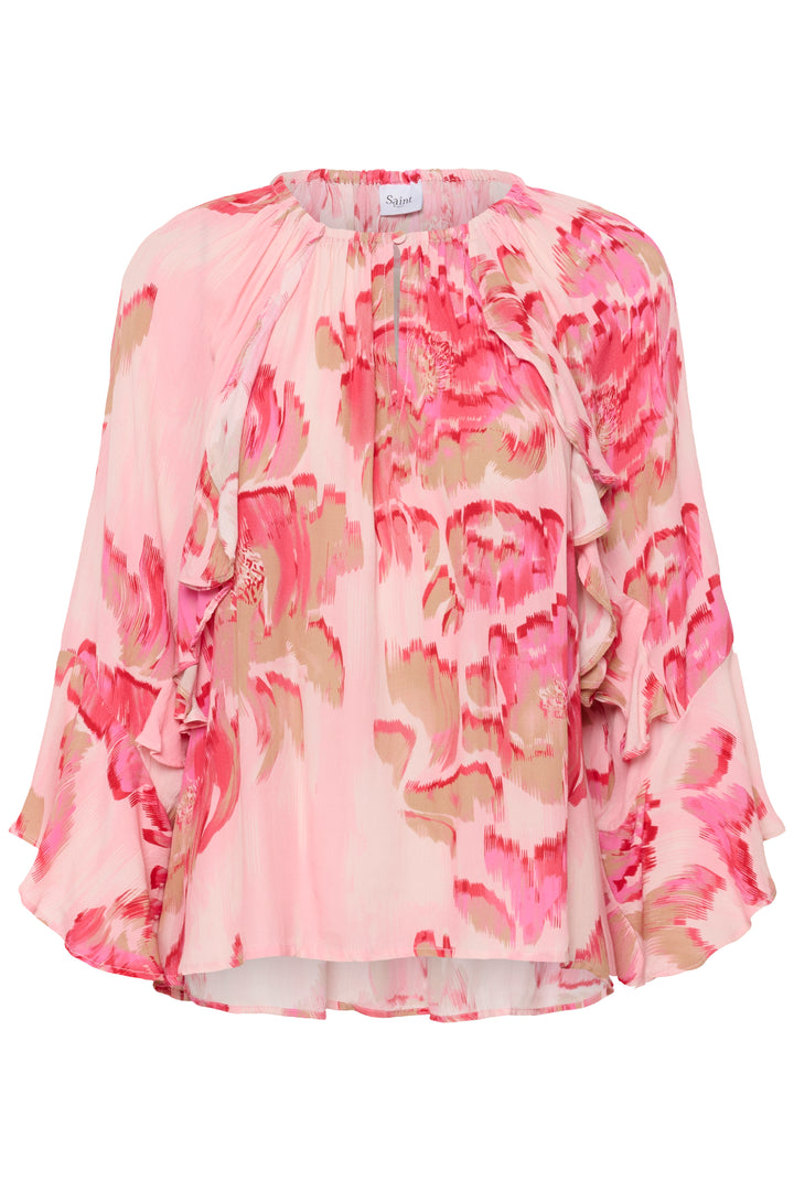 Saint Tropez Pollyana Blouse - Poppy Shaded Flower Print