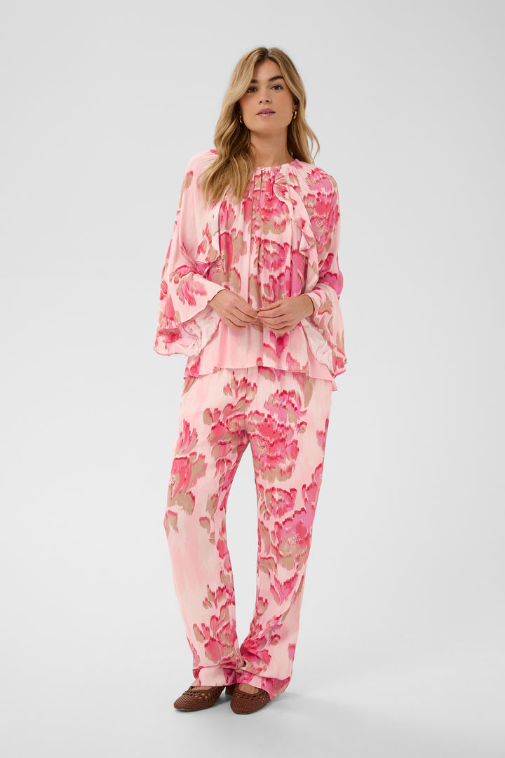 Saint Tropez Pollyana Blouse - Poppy Shaded Flower Print