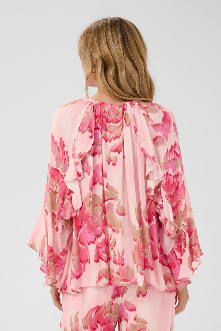 Saint Tropez Pollyana Blouse - Poppy Shaded Flower Print
