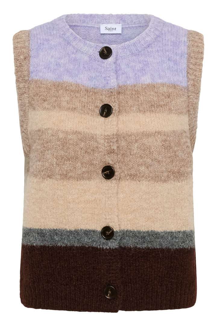 Saint Tropez SeraphinaSZ Waistcoat- Chocolate Lilac Multistripe