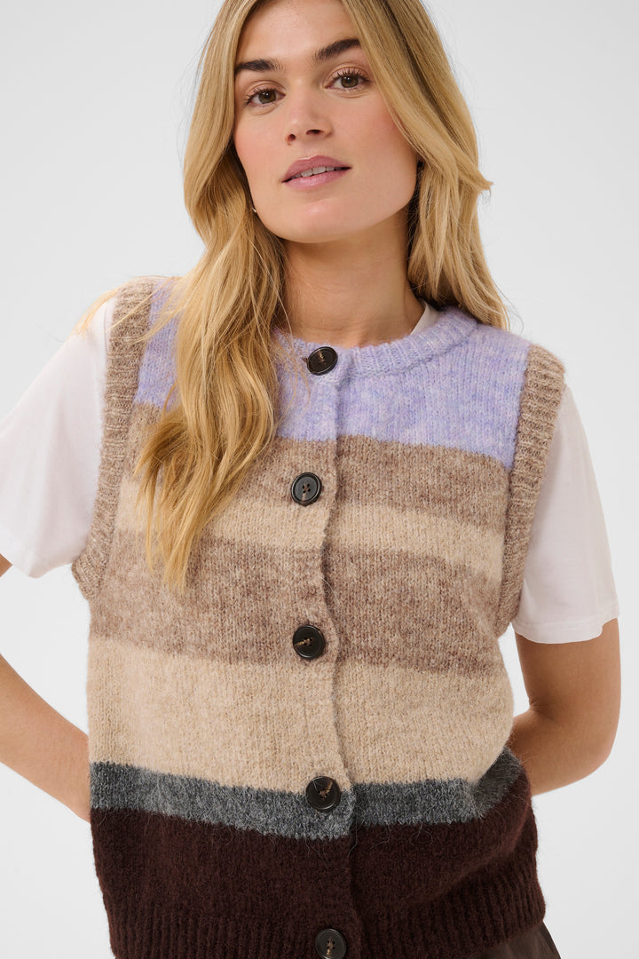 Saint Tropez SeraphinaSZ Waistcoat- Chocolate Lilac Multistripe