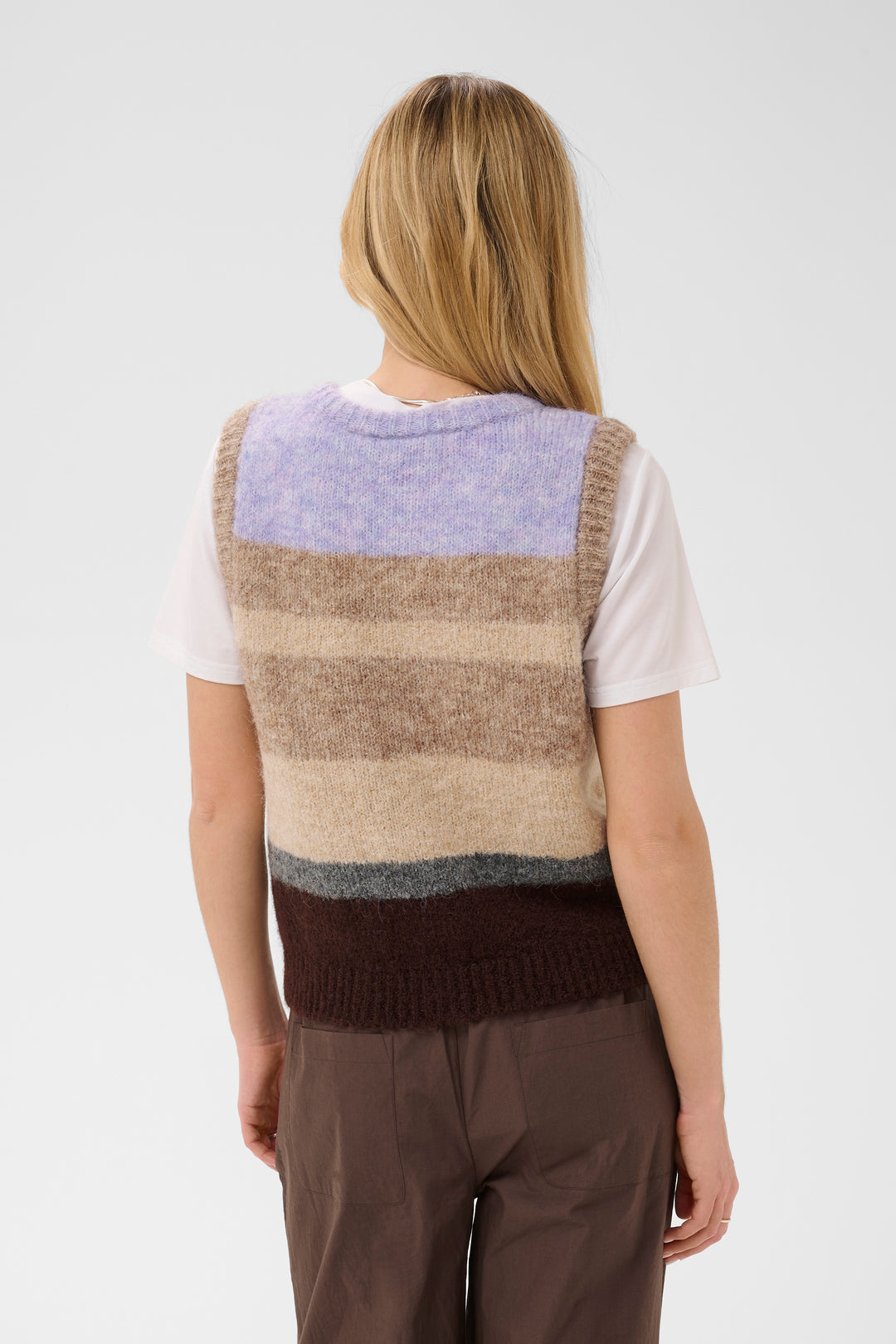 Saint Tropez SeraphinaSZ Waistcoat- Chocolate Lilac Multistripe