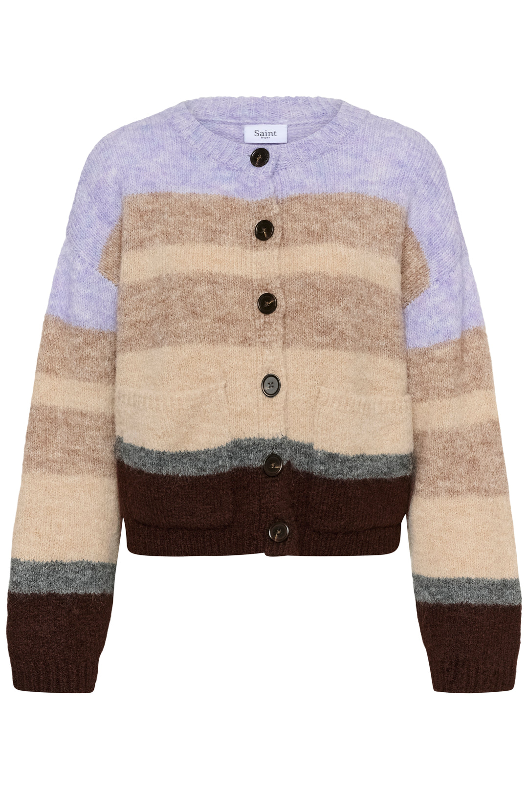 Saint Tropez SeraphinaSZ Cardigan- Chocolate Lilac Multi Stripe