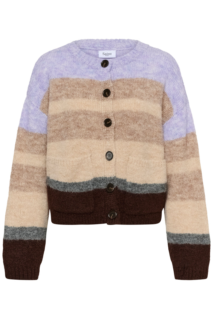 Saint Tropez SeraphinaSZ Cardigan- Chocolate Lilac Multi Stripe