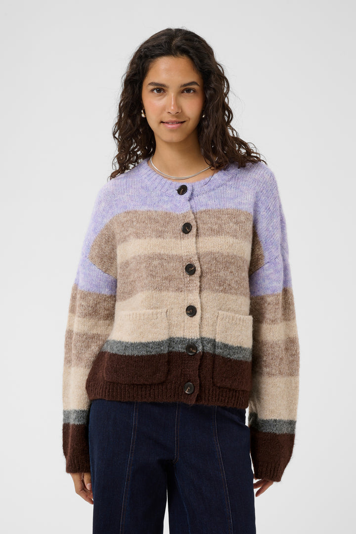 Saint Tropez SeraphinaSZ Cardigan- Chocolate Lilac Multi Stripe