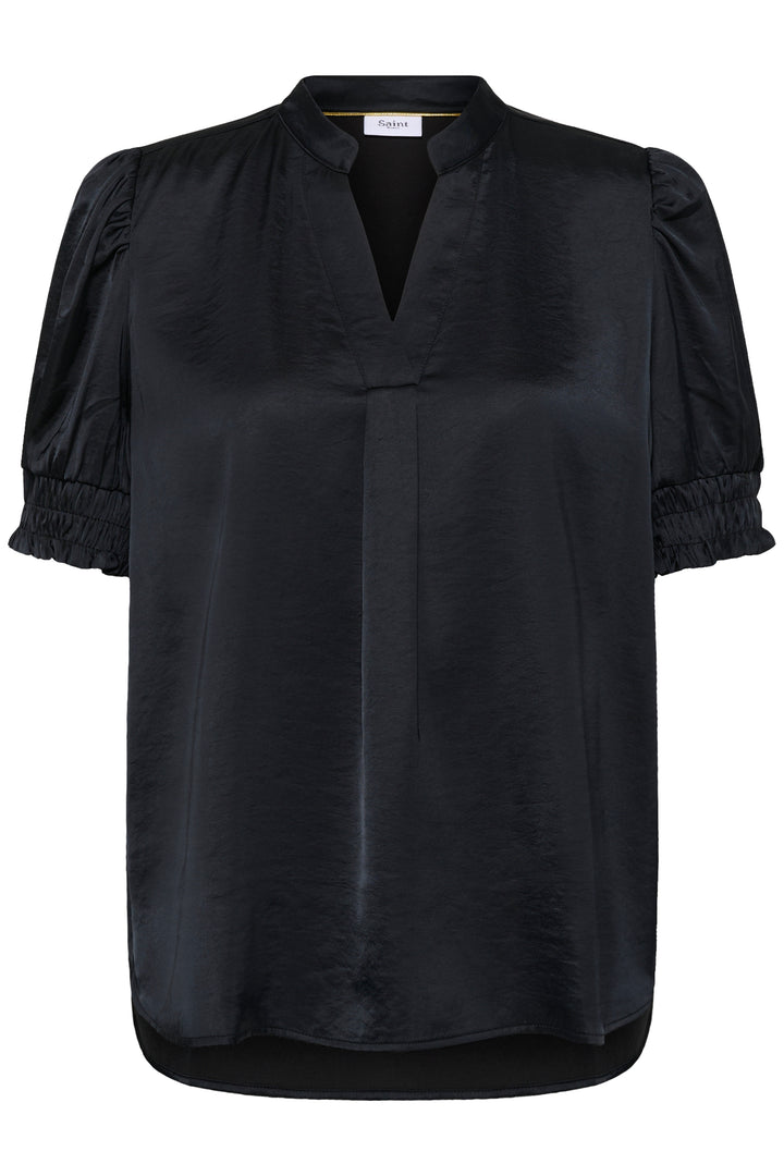 Saint Tropez Panan Short Sleeve Blouse- Black