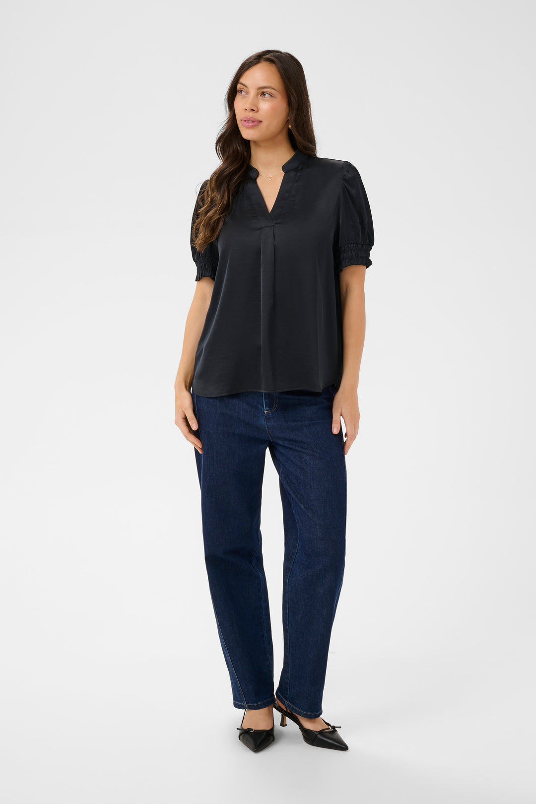 Saint Tropez Panan Short Sleeve Blouse- Black