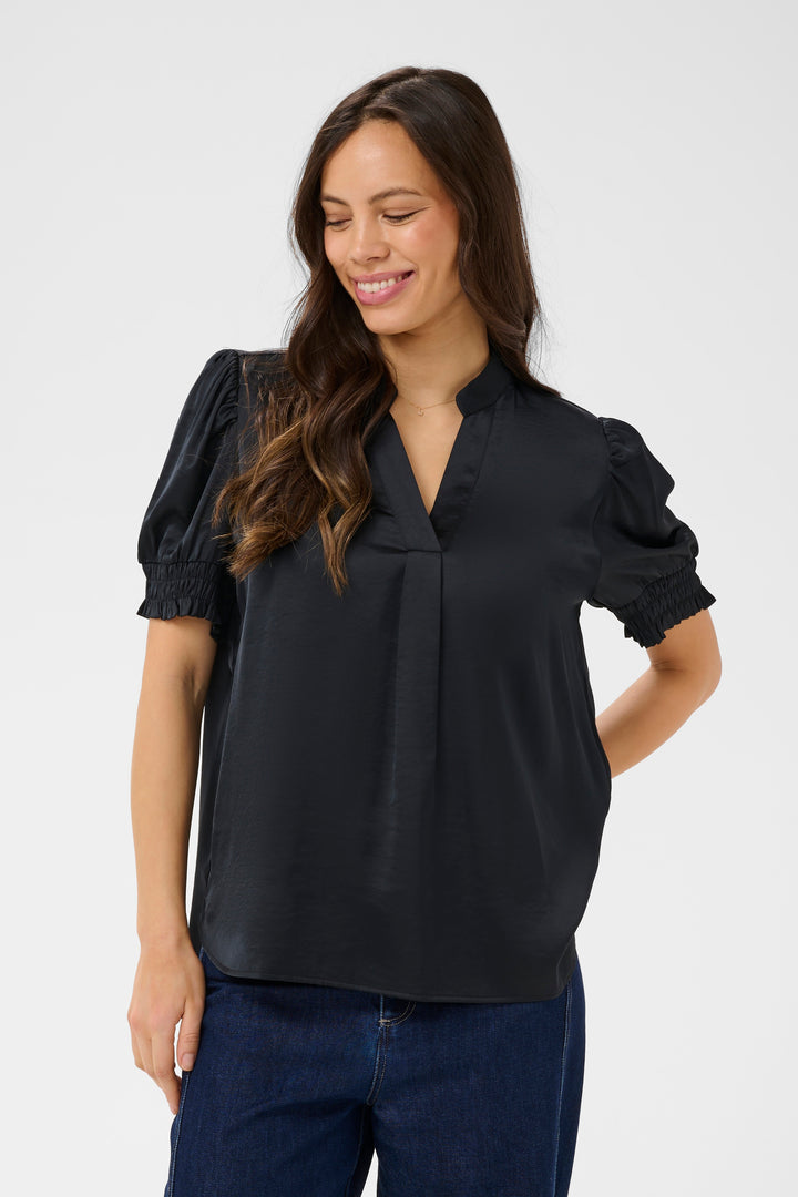 Saint Tropez Panan Short Sleeve Blouse- Black