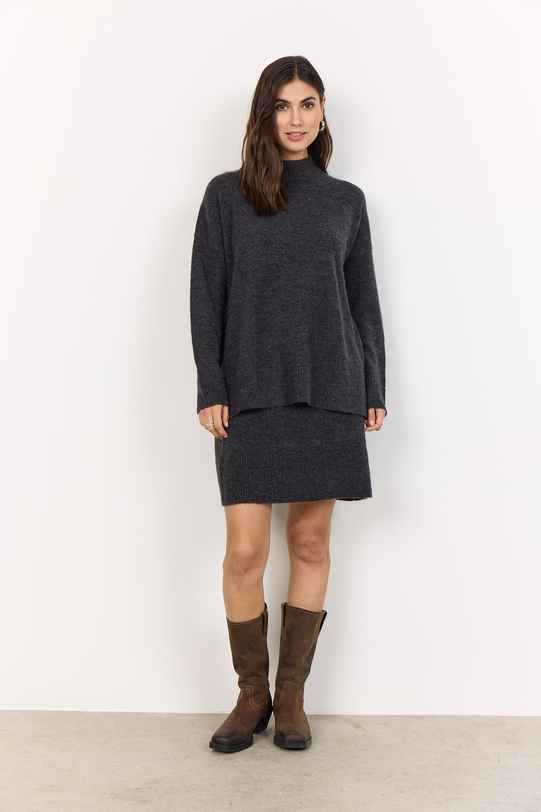 Soya Concept Nessie 68 Grey High Collar Jumpe