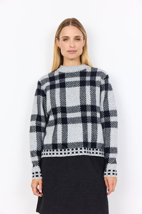 soya concept VIBSA 1 Crew Neck Checkered Jumper