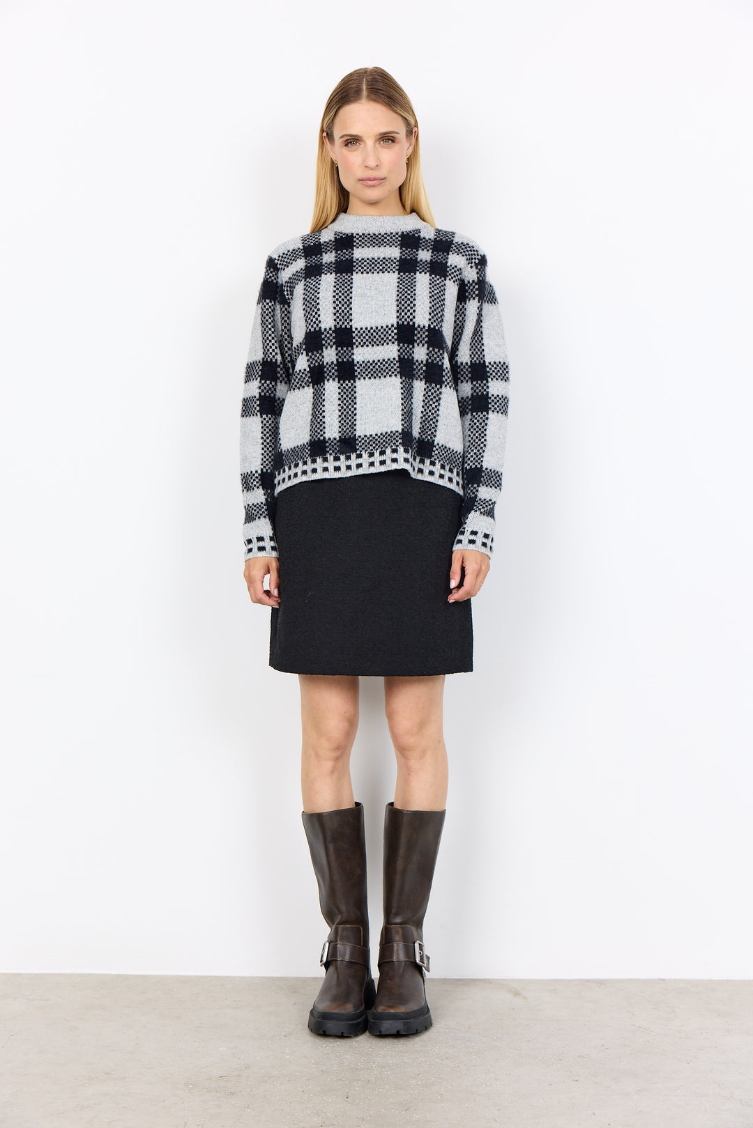 Soya concept VIBSA 1 Crew Neck Checkered Jumper