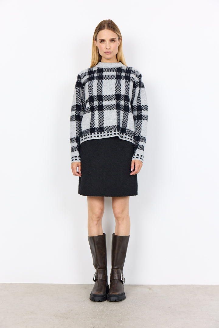 Soya concept VIBSA 1 Crew Neck Checkered Jumper