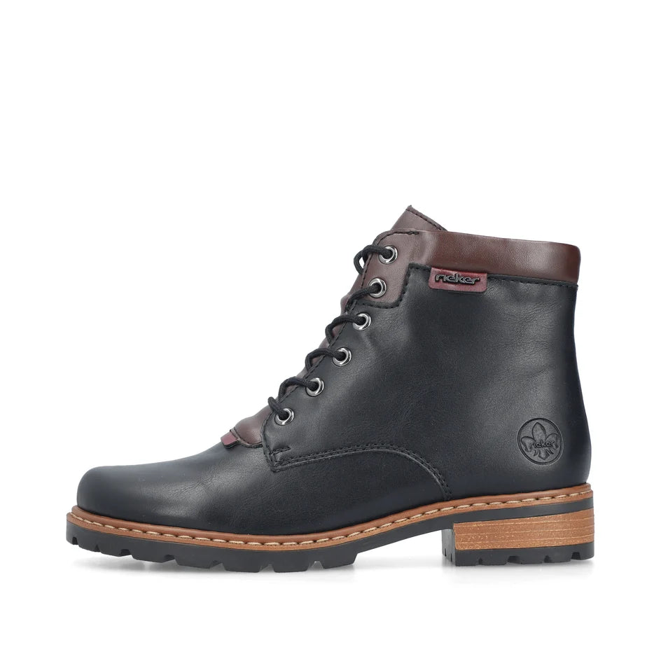 Rieker Women's Lace-up Boot - Brown/Black