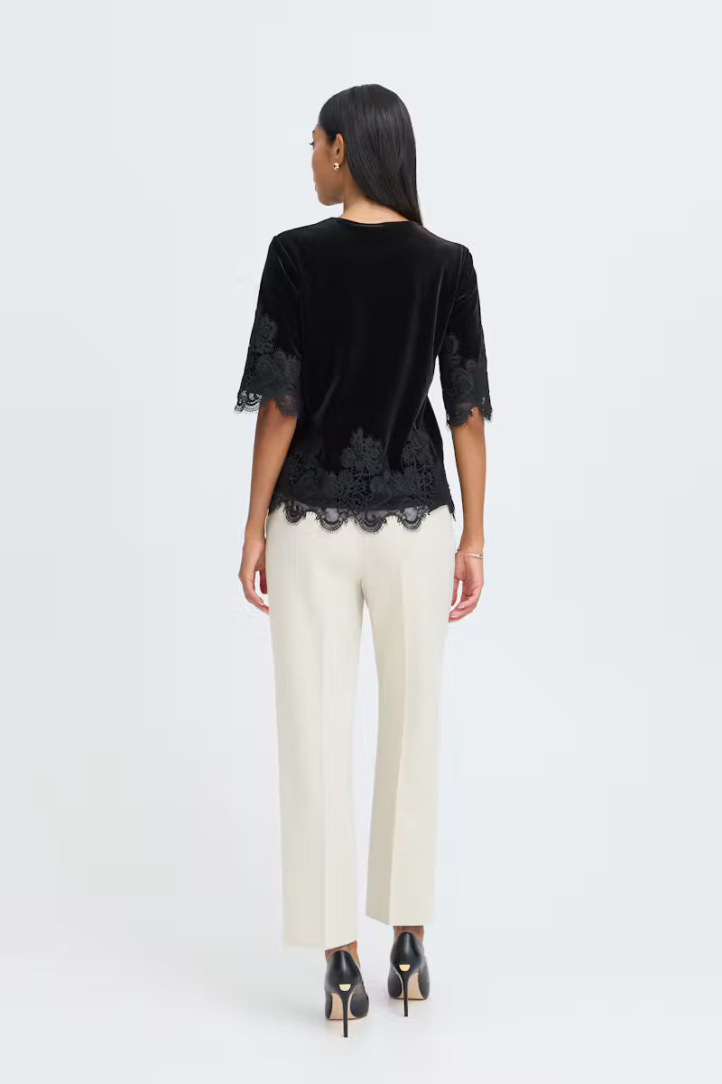 B.Young BYPERLINA Lace Hem Blouse - Black
