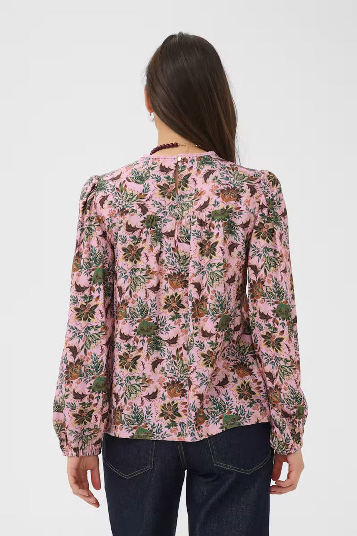 Saint Tropez Teodora Blouse - Mauve Mist Lotus Blooms/Pink