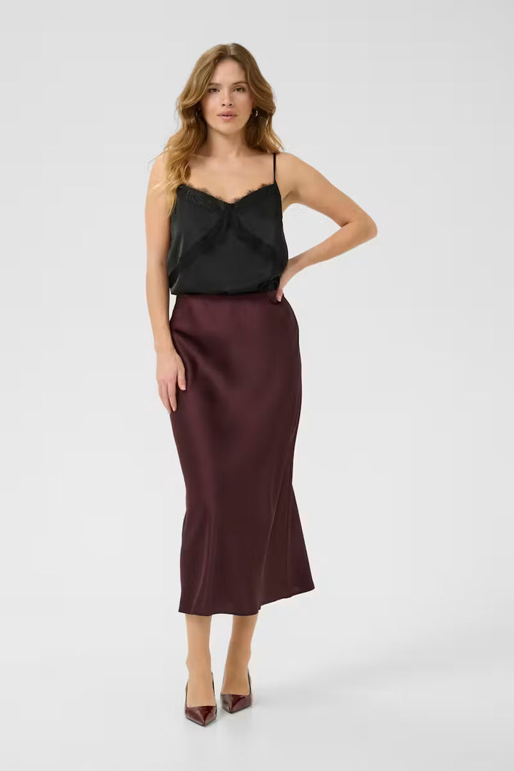 Kaffe KAlotte Skirt - Fudge/Red