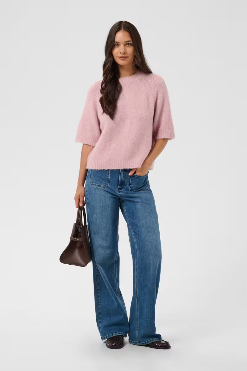 Kaffe KAemilie Cropped Knit Pullover - Pale Mauve/Pink