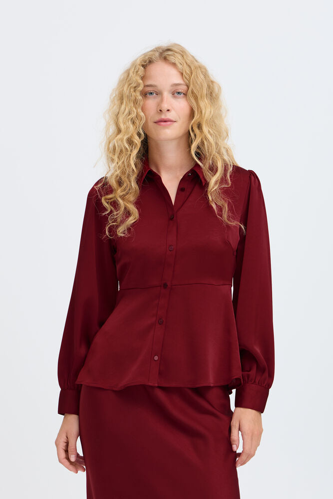 B.Young BYISA Peplum Shirt - Sun-Dried Tomato