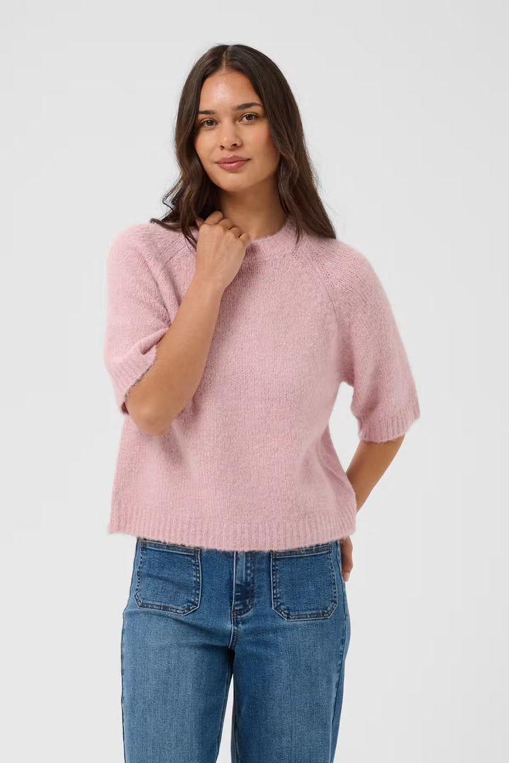 Kaffe KAemilie Cropped Knit Pullover - Pale Mauve/Pink