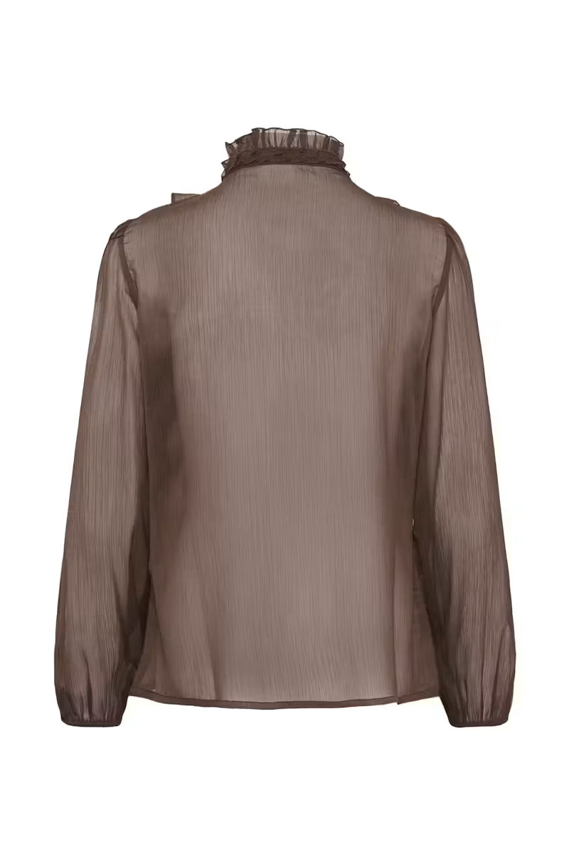 Saint Tropez Lilja Crinkle Shirt - Chocolate Brown