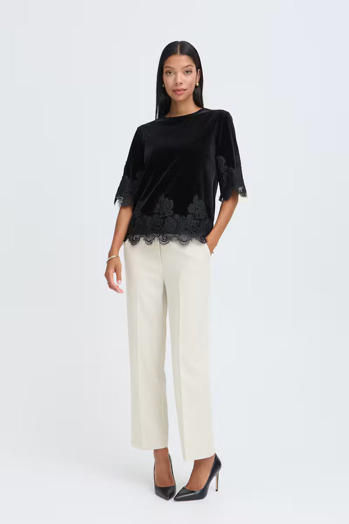 B.Young BYPERLINA Lace Hem Blouse - Black