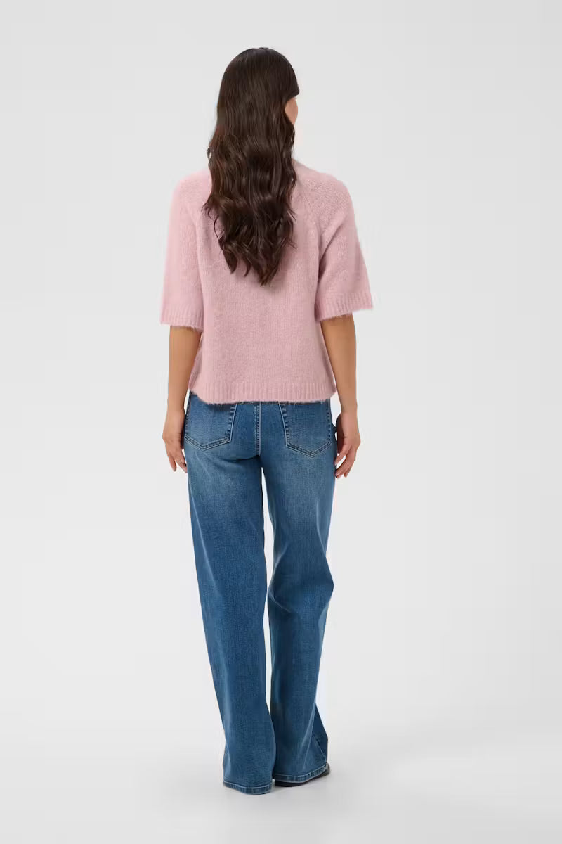 Kaffe KAemilie Cropped Knit Pullover - Pale Mauve/Pink