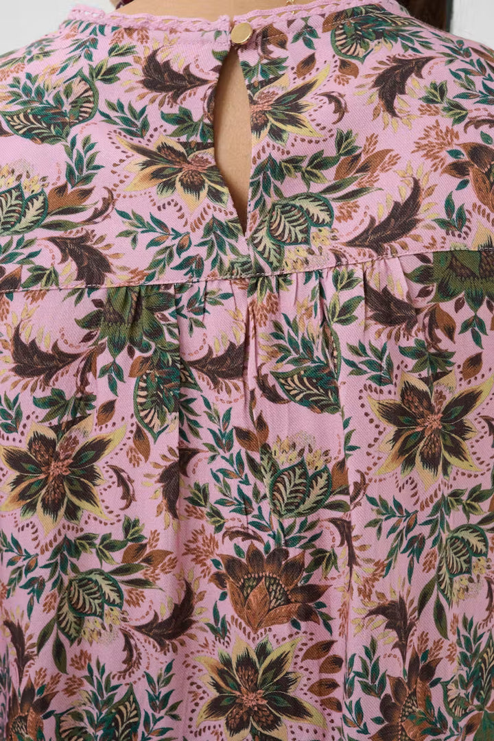 Saint Tropez Teodora Blouse - Mauve Mist Lotus Blooms/Pink
