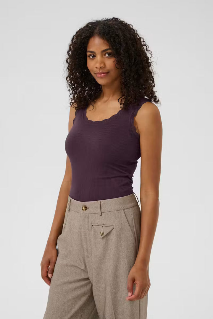 Kaffe KAomi Top - Fudge/Red