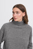 Ichi Dasila Knitted Jumper- Dark Grey Melange