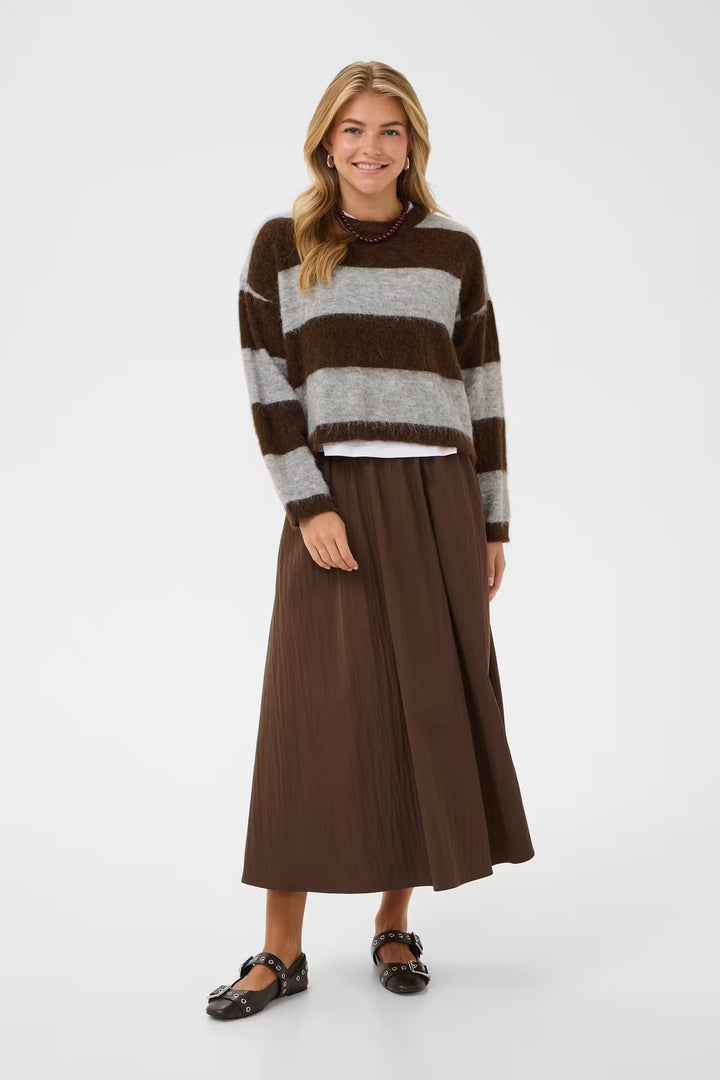 Saint Tropez Tayzie Pullover - Chocolate Grey Melange Stripe/Brown