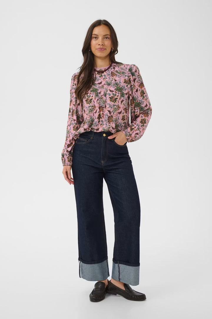 Saint Tropez Teodora Blouse - Mauve Mist Lotus Blooms/Pink
