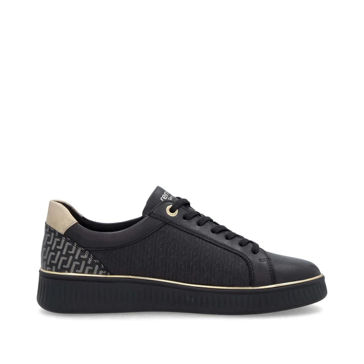 Remonte Black and Gold Zip Trainers- D2E00-03