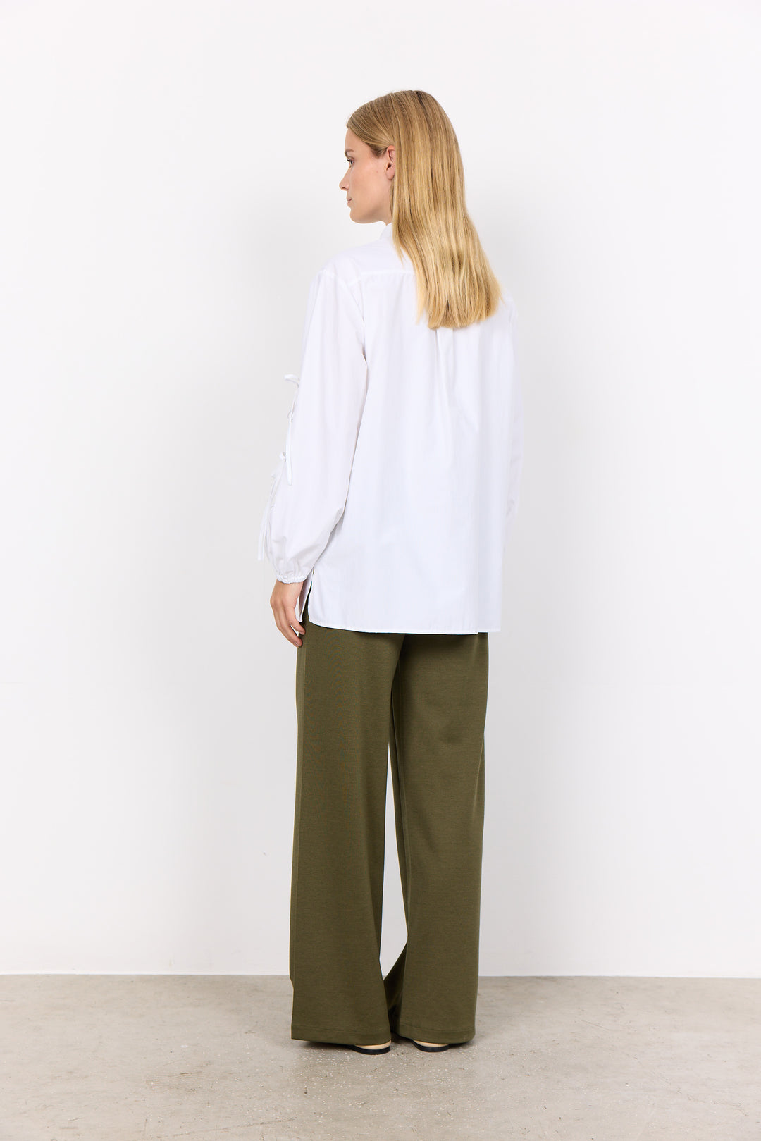 Soya Concept Netti Tie sleeve Shirt- White