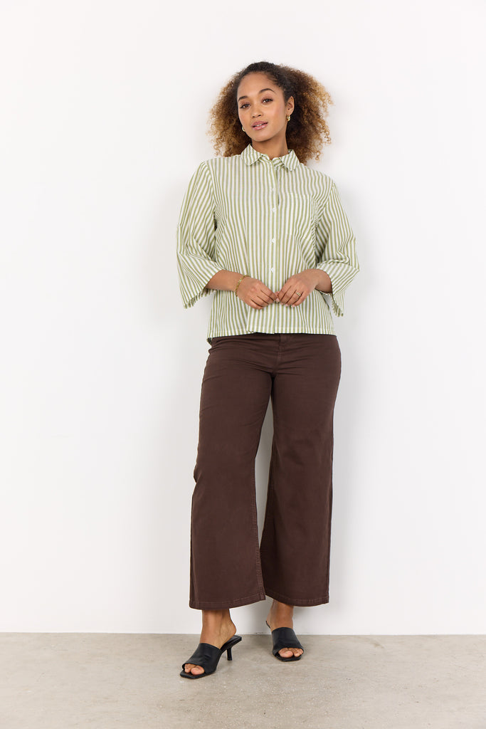 Soya Concept Rosette Shirt- Green striped
