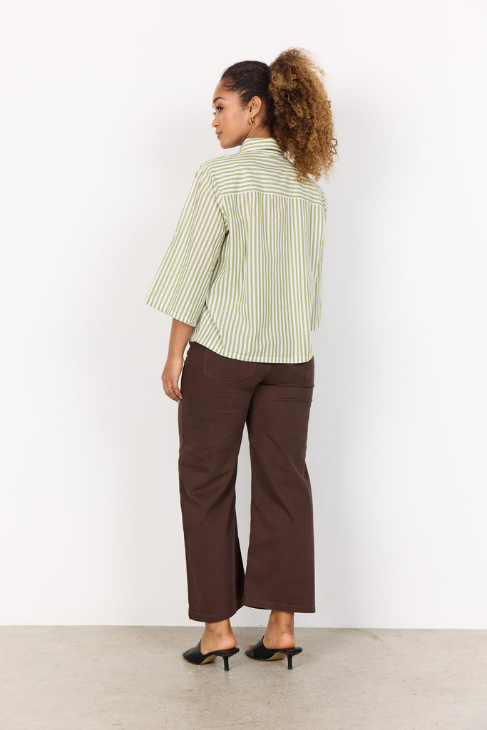 Soya Concept Rosette Shirt- Green striped