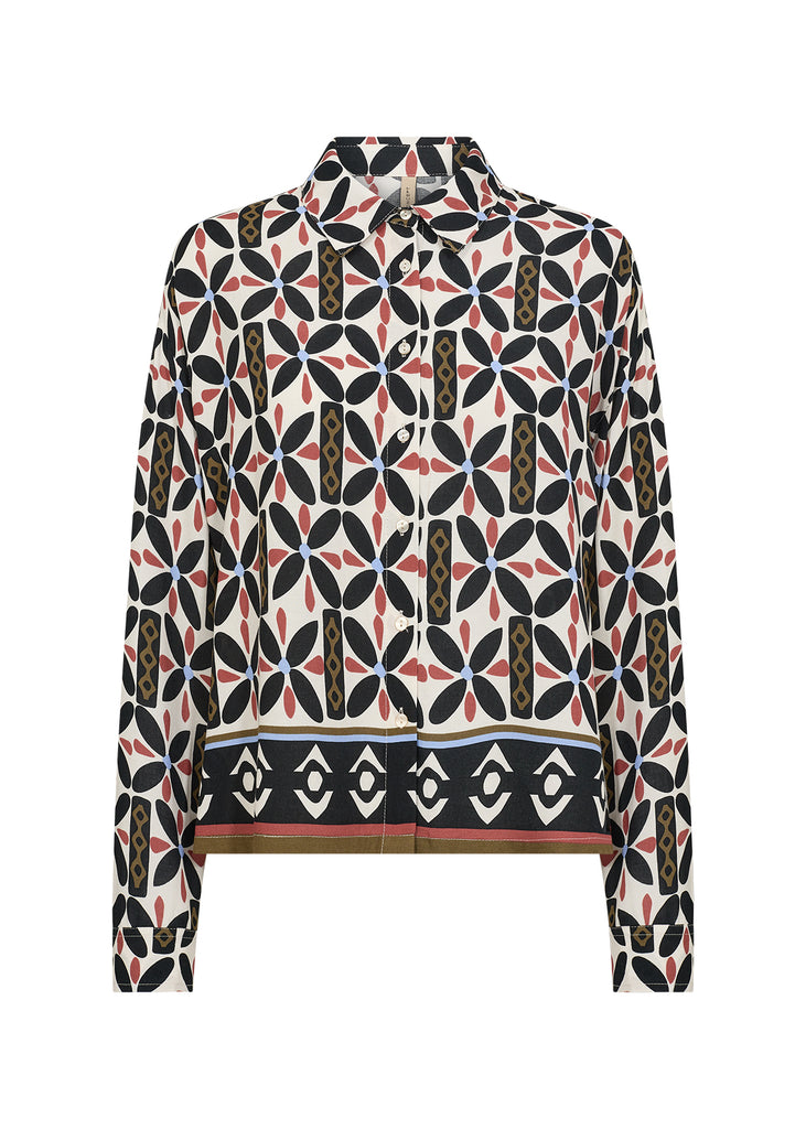 Soya Concept Sandra- Geometric Black and Cream Blouse