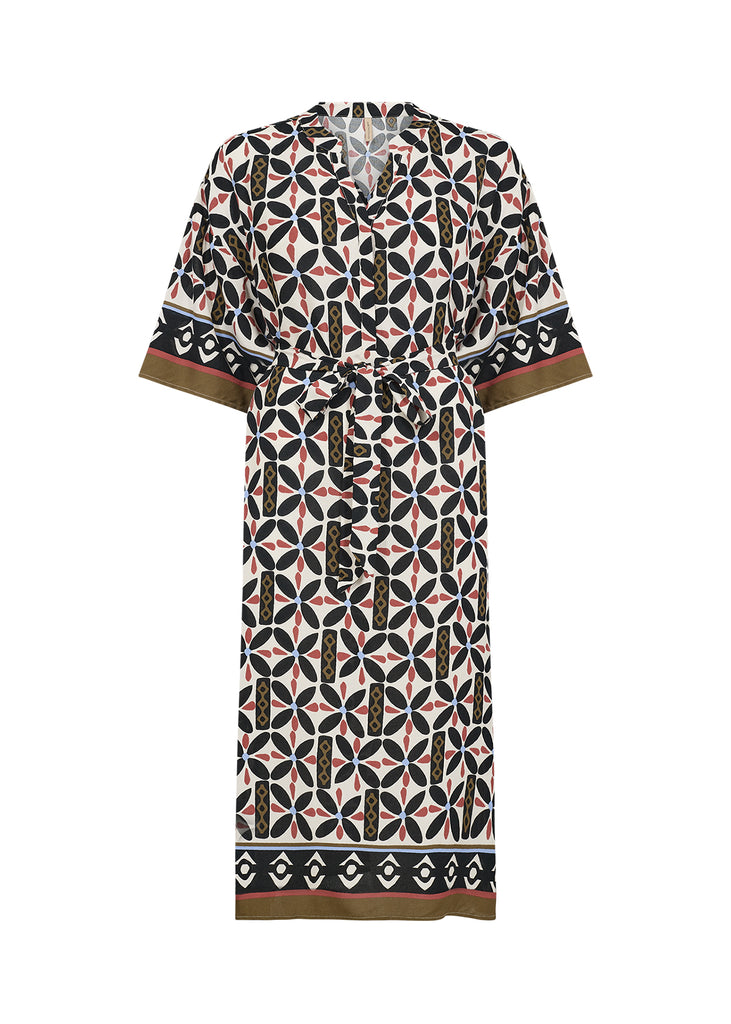 Soya Concept Sandra Dress- Geometric Black and cream print