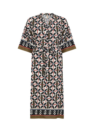 Soya Concept Sandra Dress- Geometric Black and cream print