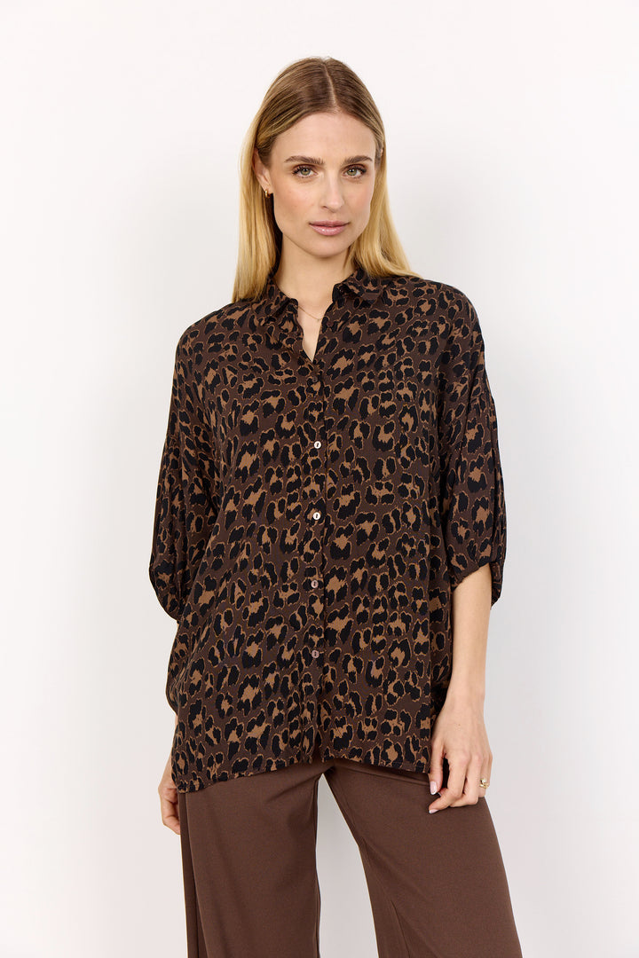 Soya Concept  Brown Animal Print Safira Blouse