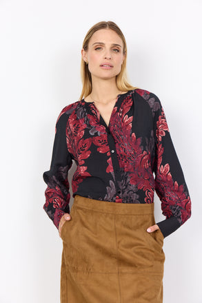 Soya Concept Vaike 1 Shirt - Red Abstract Floral