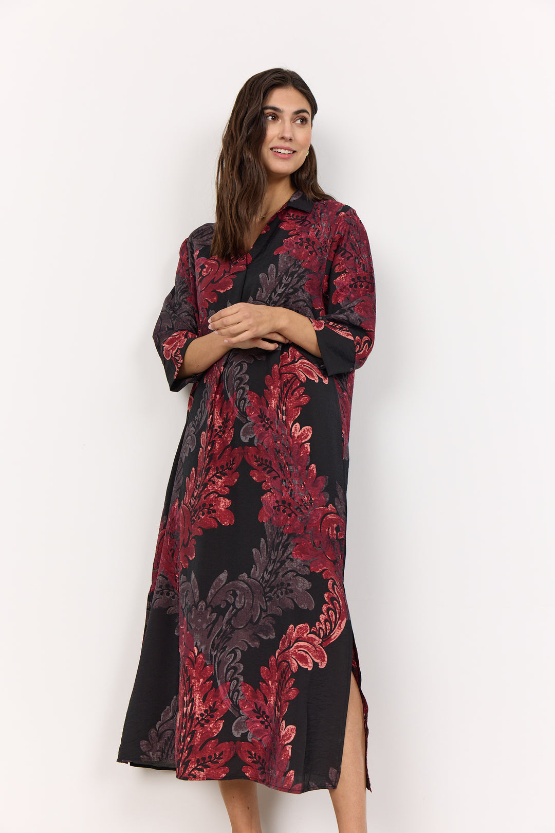 Soya Concept Vaike 3 Dress - Red Abstract Flowers