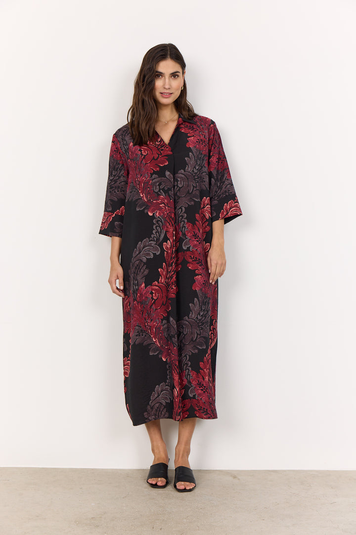 Soya Concept Vaike 3 Dress - Red Abstract Flowers