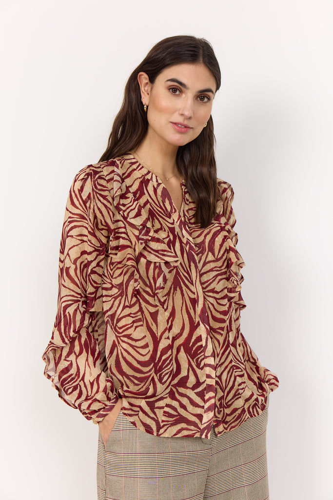 Soya Concept Valborg 1 Blouse - Red Abstract Animal Print