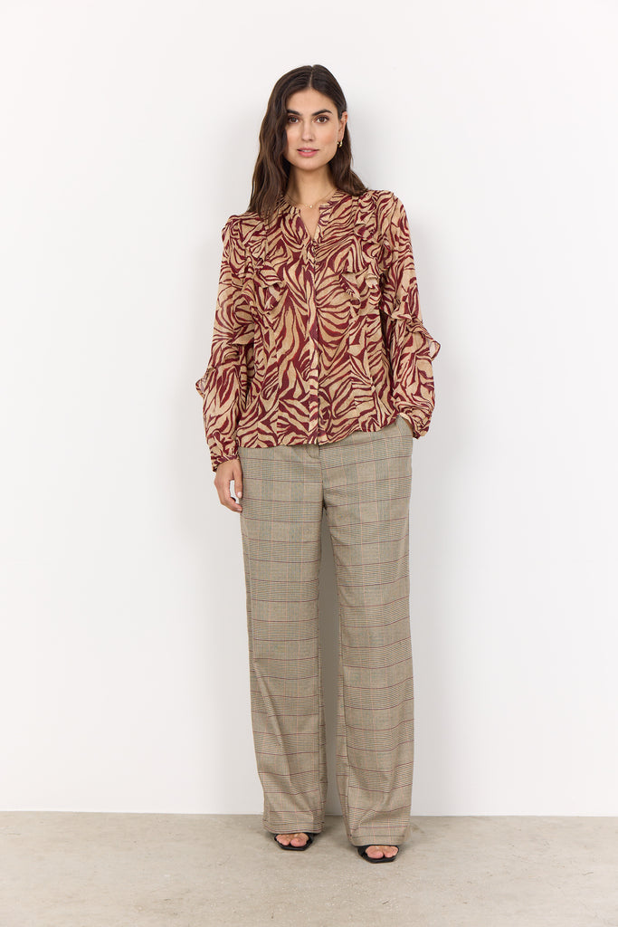Soya Concept Valborg 1 Blouse - Red Abstract Animal Print