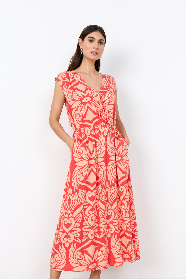 Soya Concept Felone 3 Dress- Coral Print