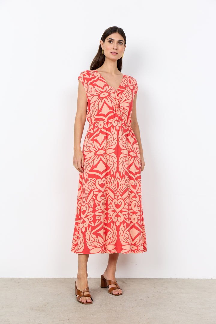 Soya Concept Felone 3 Dress- Coral Print