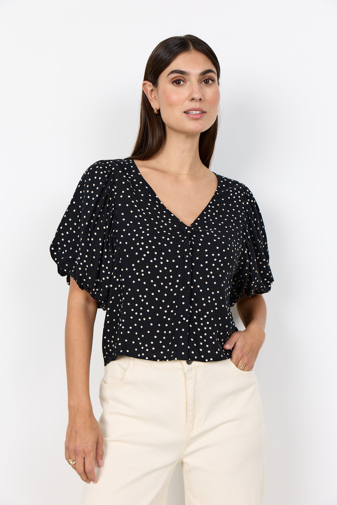 Soya Concept SC-Gilda 1 Blouse- Black and White Dots