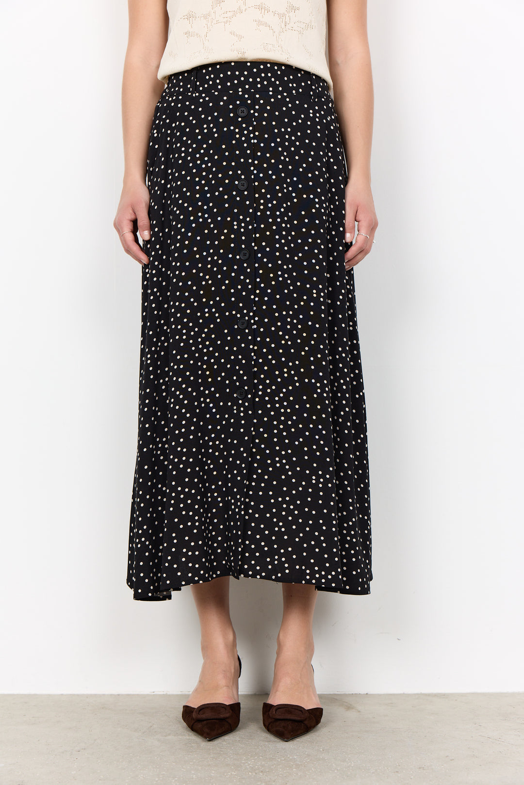 Soya Concept SC Gilda 3 Maxi Skirt- Black and White Dots