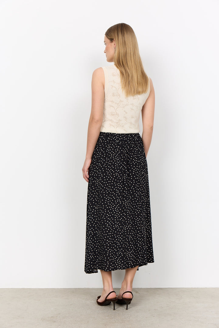 Soya Concept SC Gilda 3 Maxi Skirt- Black and White Dots