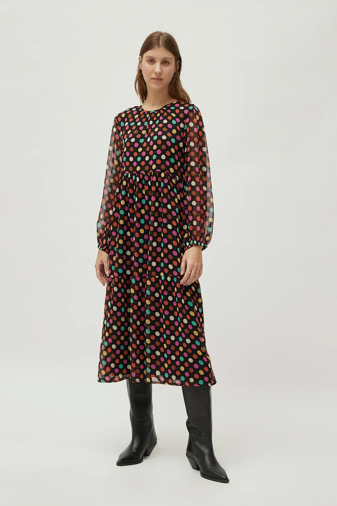 Compania Fantastica Long Polka Dot Dress- Multi Colour